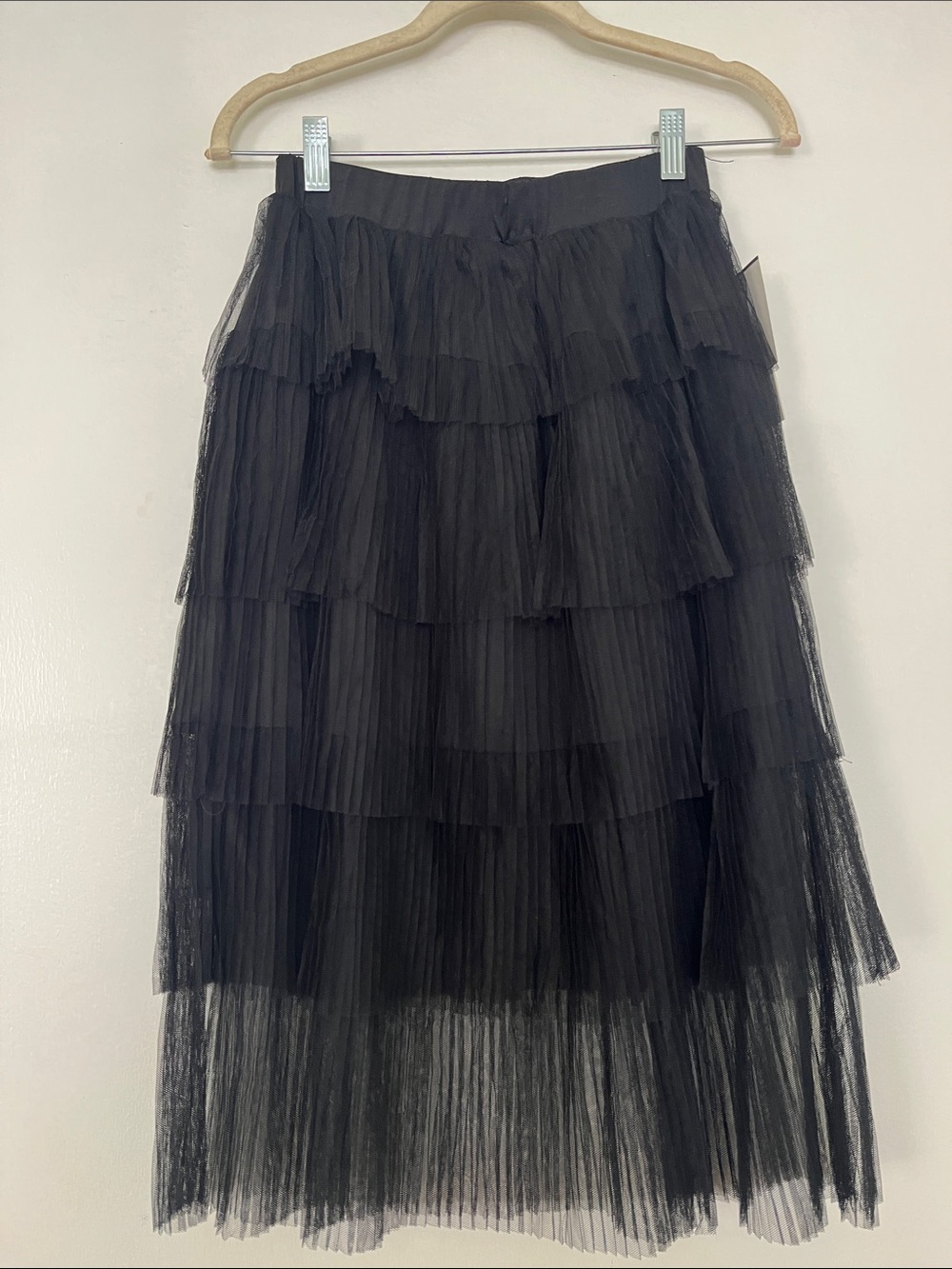 Design Lab Lord & Taylor Black Tiered Tulle Maxi Skirt